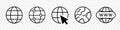 Web globe logo collection. Set of black globe planet icon. Internet web planet symbols Royalty Free Stock Photo