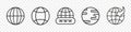 Web globe logo collection. Set of black globe planet icon. Internet web planet symbols Royalty Free Stock Photo