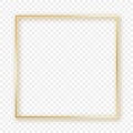 Gold glowing square frame with shadow Royalty Free Stock Photo