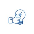 Good idea, hand with thumb up line icon concept. Good idea, hand with thumb up flat vector symbol, sign, outline Royalty Free Stock Photo