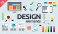 Web, Graphic Design, SEO and office elements and objects icons