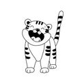 Growling cute tiger cub doodle hand drawn illustration Royalty Free Stock Photo