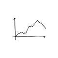 Growth chart of your business doodle icon, arrows signs, search earnings money profit isolated