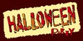 Halloween party - multicolored inscription. Curved broken letters. Halloween is a celebration observed in several countries.