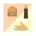 Hamburger Sausage Soft Drink Food and Beverage Vector