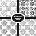 Hand drawn squares seamless pattern. Black and white isolated illustration. Royalty Free Stock Photo