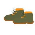 Hand drawn vector illustration of green hiking boots.