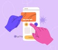 Hands working on creating interfaces for websites and mobile app Royalty Free Stock Photo