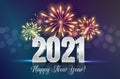 Greeting card with 2021 numbers and fireworks Royalty Free Stock Photo