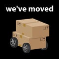 We have moved, two cardboard boxes Royalty Free Stock Photo