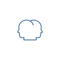 Head in head line icon concept. Head in head flat  vector symbol, sign, outline illustration. Royalty Free Stock Photo