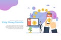 Web header template of easy money transfer in flat Royalty Free Stock Photo