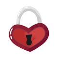 Heart lock icon closed. Flat vector stock illustration. Heart shaped padlock in flat cartoon style. Vector Happy Valentine day