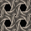 Hexagon black and white motion pattern in a swirling linear mesh