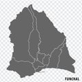 High Quality map of Funchal is a capital Portugal\'s Autonomous Region of Madeira, with borders of the districts