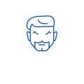 Hipster haircut line icon concept. Hipster haircut flat vector symbol, sign, outline illustration.