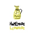 Homemade lemonade hand drawn lettering, natural drinks