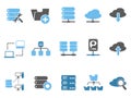 Web host icons set, blue series Royalty Free Stock Photo