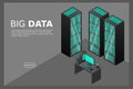 Web hosting and big data processing, server room rack. Concept of data center isometric. Royalty Free Stock Photo