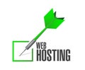 Web hosting check dart sign concept