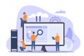Web hosting or cloud computing poster with system admins. People maintain data technology software. Database storage Royalty Free Stock Photo