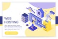 Web hosting, cloud storage computing, big data, internet and blockchain server concept 3d isometric infographics vector Royalty Free Stock Photo