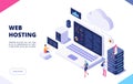 Web hosting concept. Cloud computing online database technology security computer web data center server isometric Royalty Free Stock Photo