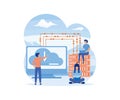 Web hosting concept. Online database, server, web data center, cloud computing, technology, computer, security. Royalty Free Stock Photo