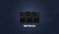 Web hosting concept with three servers and web hosting text below Royalty Free Stock Photo