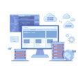 Web Hosting, Data Security, ÃÂ¡loud computing storage, Information processing, Database, Network connection. Hosting servers Royalty Free Stock Photo