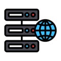 Web hosting in filled line style for any projects Royalty Free Stock Photo