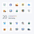 20 Web Hosting Flat Color icon Pack like internet protect error search bug
