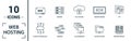 Web Hosting icon set. Include creative elements data structure, cloud technology, ssd, file access, modem icons. Can be used for