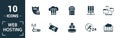 Web Hosting icon set. Include creative elements data structure, cloud technology, ssd, file access, modem icons. Can be used for Royalty Free Stock Photo