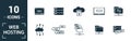 Web Hosting icon set. Include creative elements data structure, cloud technology, ssd, file access, modem icons. Can be used for Royalty Free Stock Photo