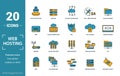 Web Hosting icon set. Include creative elements data structure, cloud technology, ssd, file access, modem icons. Can be used for