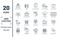 Web Hosting icon set. Include creative elements data structure, cloud technology, ssd, file access, modem icons. Can be used for