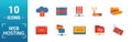 Web Hosting icon set. Include creative elements data structure, cloud technology, ssd, file access, modem icons. Can be used for Royalty Free Stock Photo