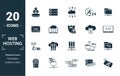 Web Hosting icon set. Include creative elements data structure, cloud technology, ssd, file access, modem icons. Can be used for Royalty Free Stock Photo