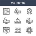 9 web hosting icons pack. trendy web hosting icons on white background. thin outline line icons such as cpu, server, server . web Royalty Free Stock Photo