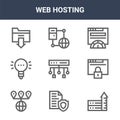 9 web hosting icons pack. trendy web hosting icons on white background. thin outline line icons such as server, access, connect .
