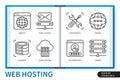 Web hosting infographics linear icons collection