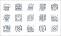 web hosting line icons. linear set. quality vector line set such as bug, server, web hosting, upload, repair, networking, admin, Royalty Free Stock Photo