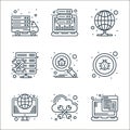 web hosting line icons. linear set. quality vector line set such as web hosting, cloud, internet, bug, antivirus, admin,