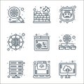 web hosting line icons. linear set. quality vector line set such as upload, hosting, database, database, settings, hierarchical Royalty Free Stock Photo