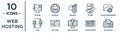 web.hosting linear icon set. includes thin line feature, improve, folder management, edit text, color scheme, upload file, raid Royalty Free Stock Photo