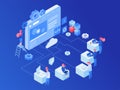 Web hosting platform isometric vector illustration Royalty Free Stock Photo