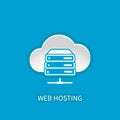 Web hosting server icon with internet cloud storage computing