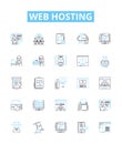 Web Hosting vector line icons set. Hosting, Web, Website, Cloud, Domains, Servers, Data illustration outline concept