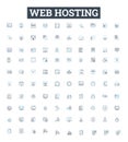 Web Hosting vector line icons set. Hosting, Web, Website, Cloud, Domains, Servers, Data illustration outline concept